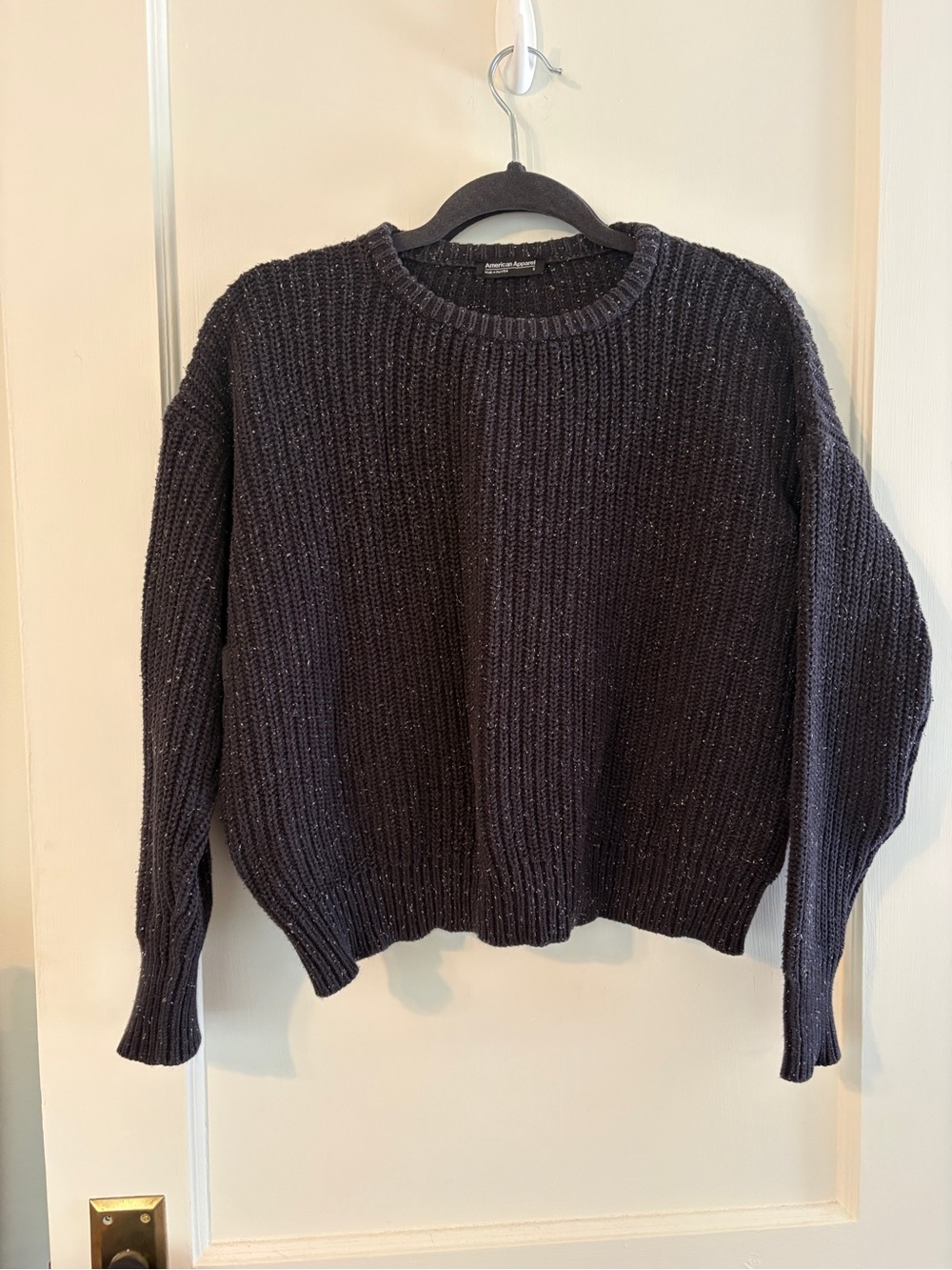 American apparel fisherman sweater black and white speckle 100% cotton small - Picture 5 of 5